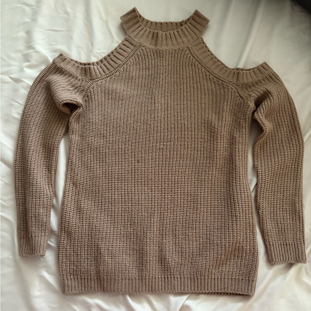 Chesley Off-the-Shoulder Tan Sweater